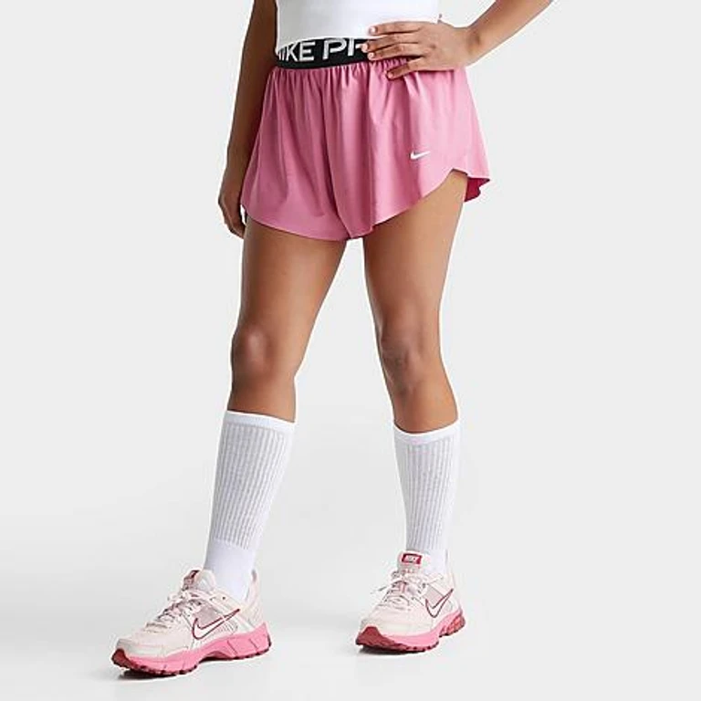 Nike Girls' Big Kids Pro Dri-FIT 2-In-1 Shorts in Peony Size: XS