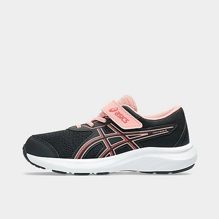 Asics Little Kids Contend 9 Running Shoes in Black/Dark Pink Clay Size: 1.0