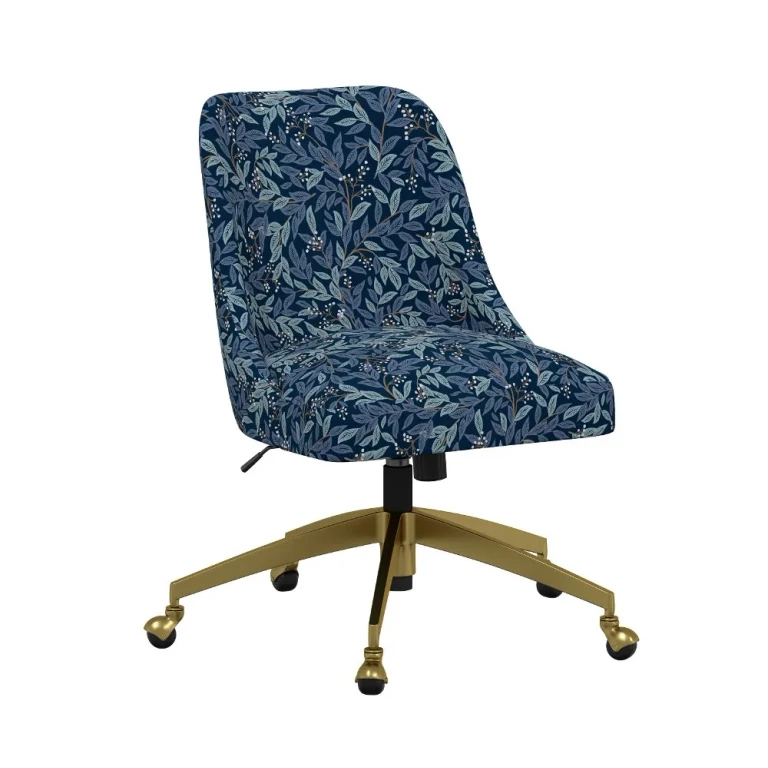 Rifle Paper Co Brynn Willowberry Navy Office Chair with Gold Base