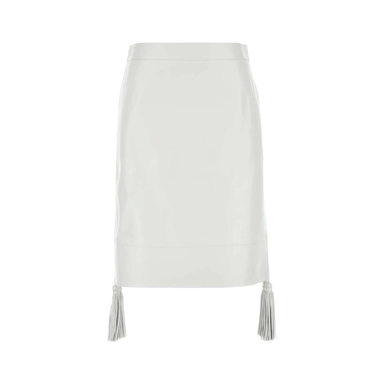 Bottega Veneta White Leather Skirt Chalk Exterior: Lamb Gonne - Women