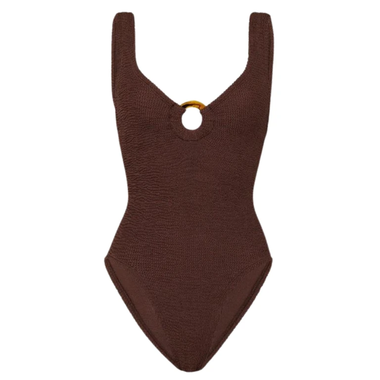 HUNZA G LONDON Sea clothing Brown Polyester Elastane - Women