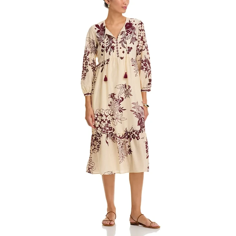 Johnny Was Tiered Bishop Sleeve Dress