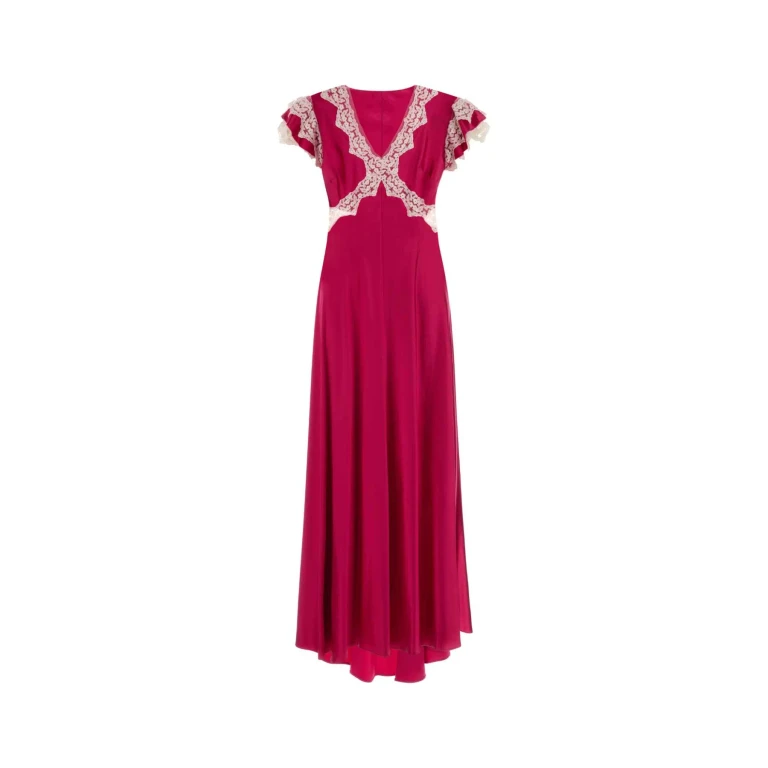 Alberta Ferretti Fuchsia Satin Long Dress