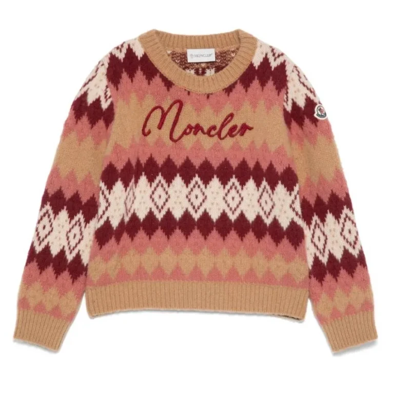 Moncler Kids Fair-Isle Embroidered Wool Sweater