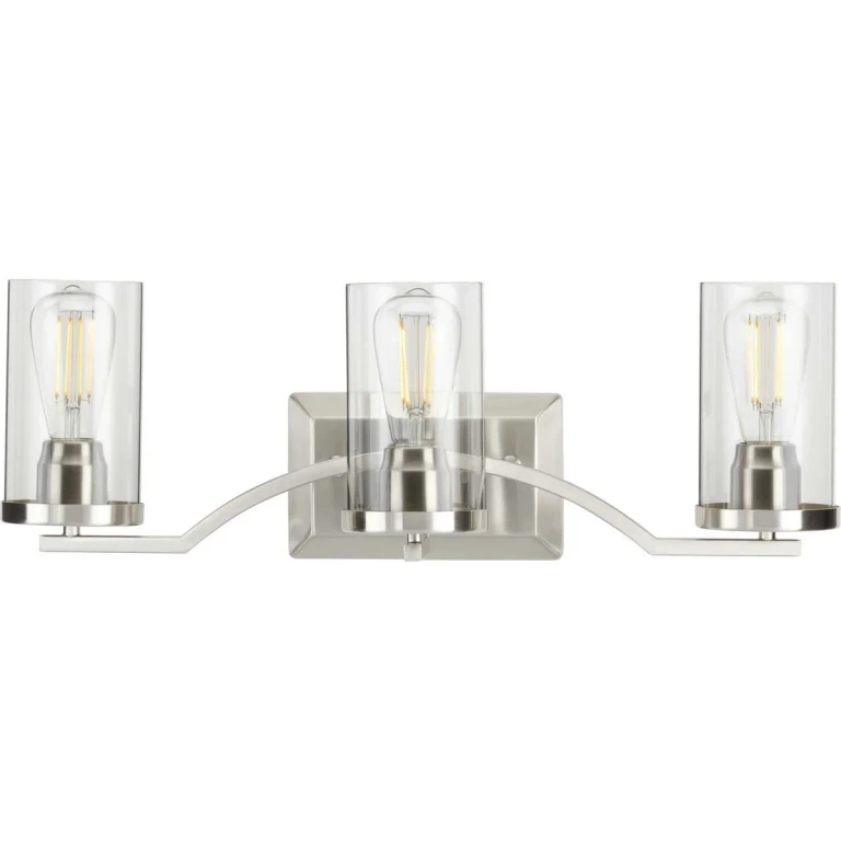 Brushed Nickel Three Light Bath from the Lassiter Collection