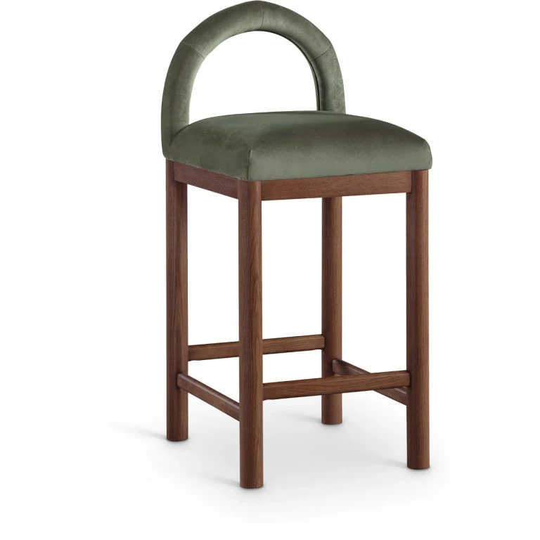 Conrad Green Velvet Upholstered Counter Stool