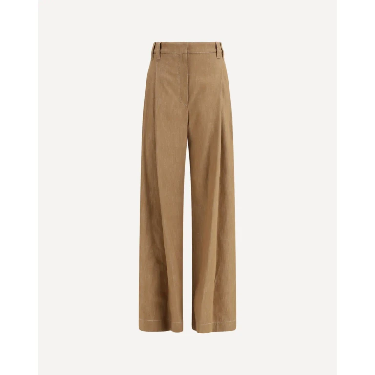 BRUNELLO CUCINELLI Denim-effect twill wide Pants Female 42