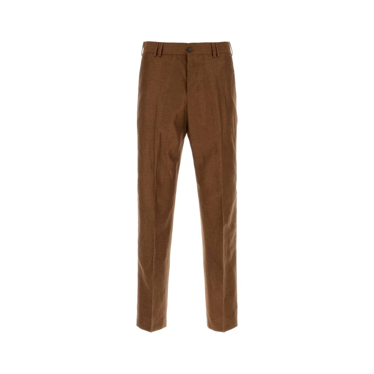 Pt Torino Brown Wool Blend Michael Pant 0850 Exterior: Virgin Linen Pantaloni - Men