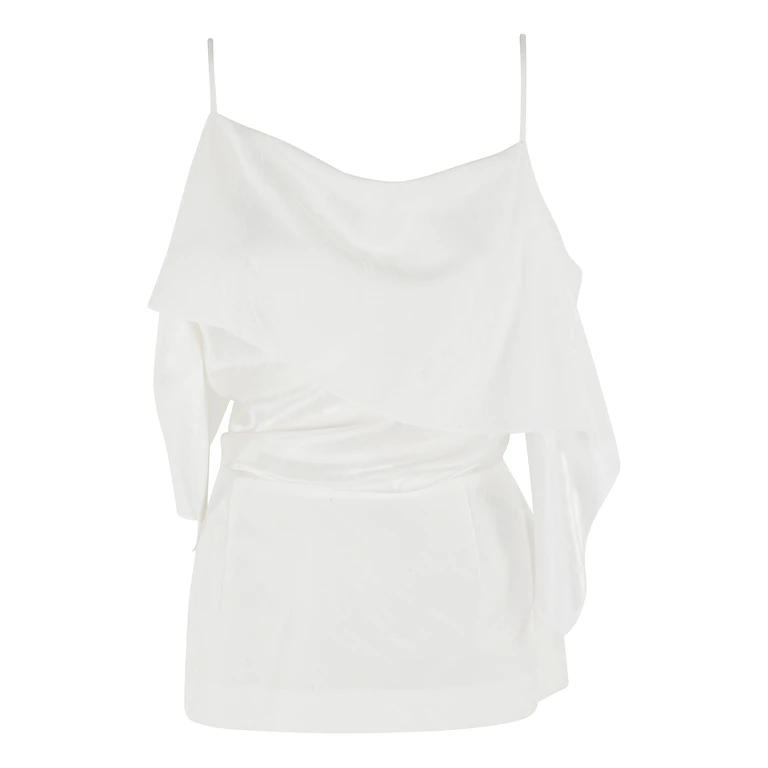 MM6 Maison Margiela Top White Acetato Rayon Di Viscosa - Women