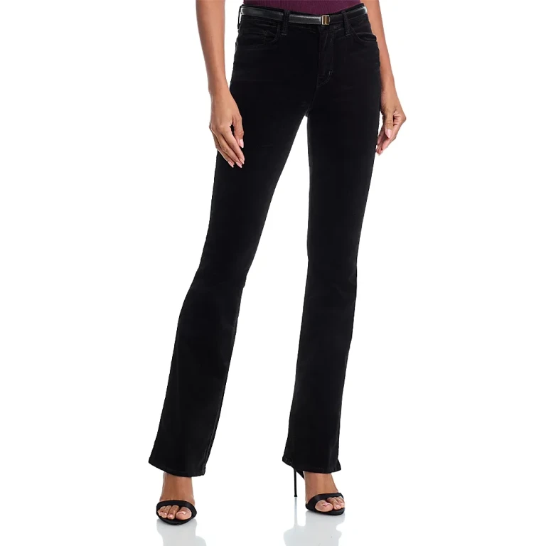 L'Agence Stevie Velveteen High Rise Straight Jeans in Coffee Bean