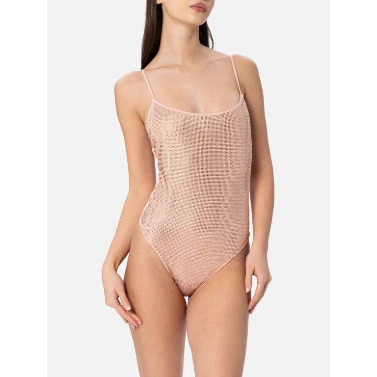 MC2 Saint Barth Rose Gold Rhinestones Cecille One-piece Swimsuit