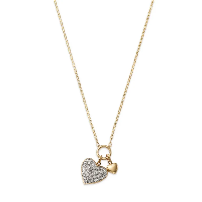 Diamond Heart Pendant Necklace in 14K Yellow Gold, 0.50 tcw