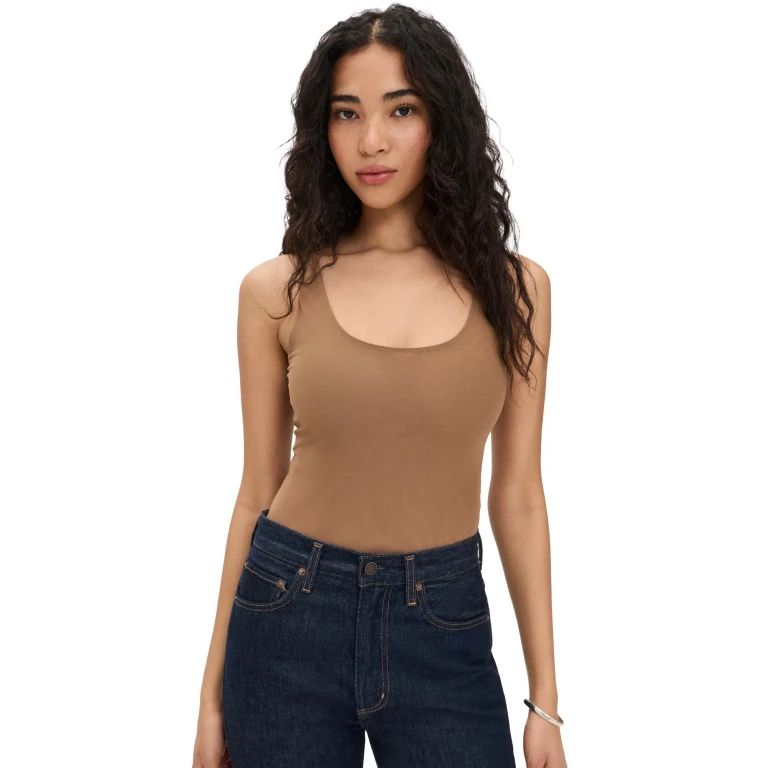 L'AGENCE 칼레아 스쿱 넥 탱크 끈 바디수트 다크 마키아토 M