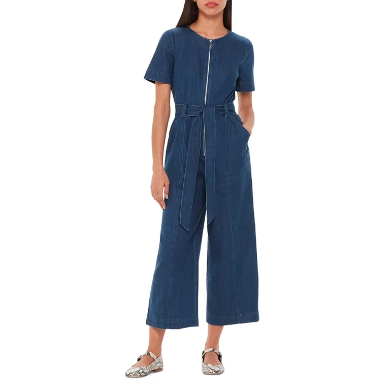 Whistles Denim Short Sleeve Jumpsuit