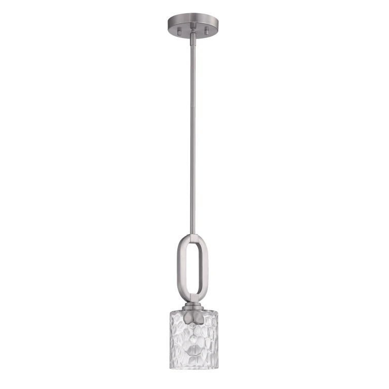 Brushed Polished Nickel One Light Mini Pendant from the Collins Collection