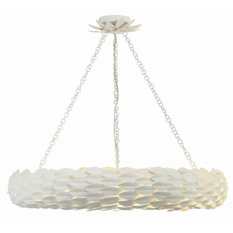Matte White Eight Light Pendant from the Broche Collection
