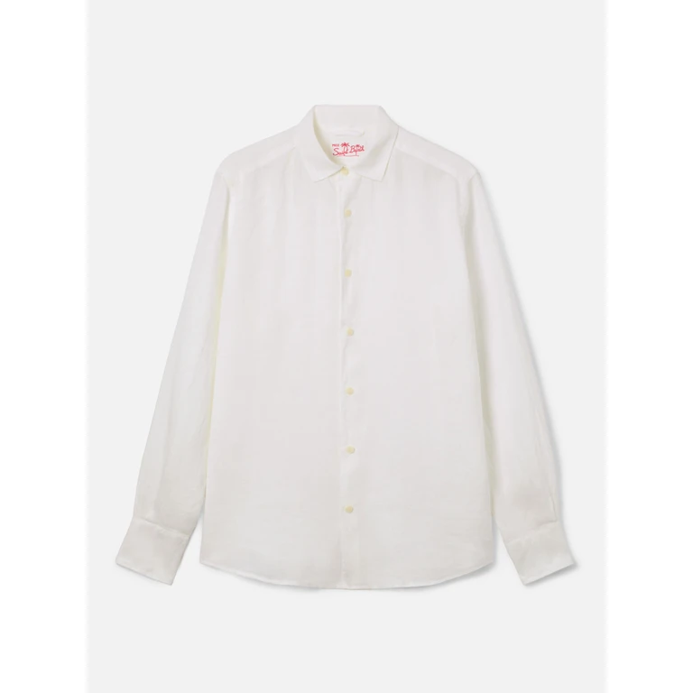 Mc2 Saint Barth White Linen Shirt Pamplona - Men