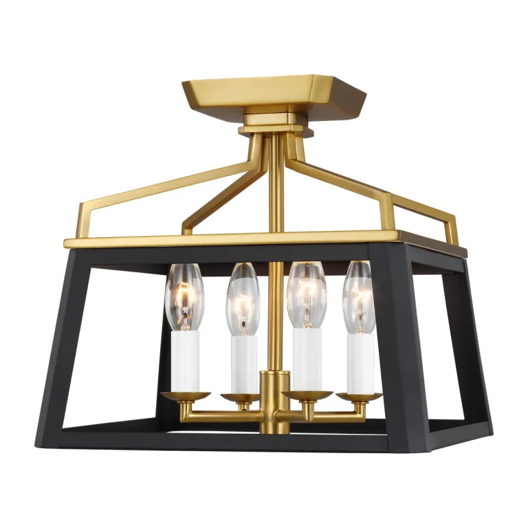 Carlow 4-Light Ceiling Light in Midnight Black And Burnished Brass by Chapman & Myers