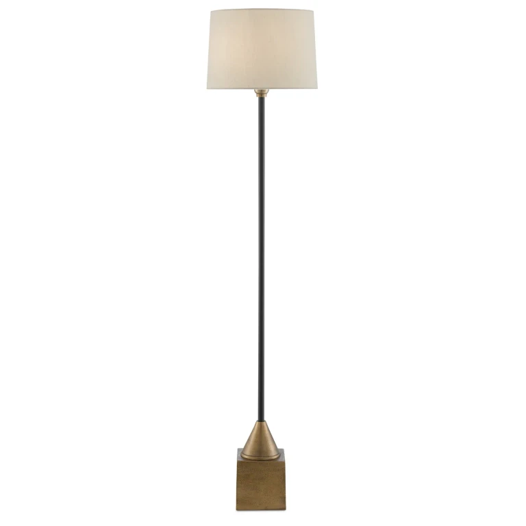 Antique Brass Black One Light Floor Lamp from the Keeler Collection