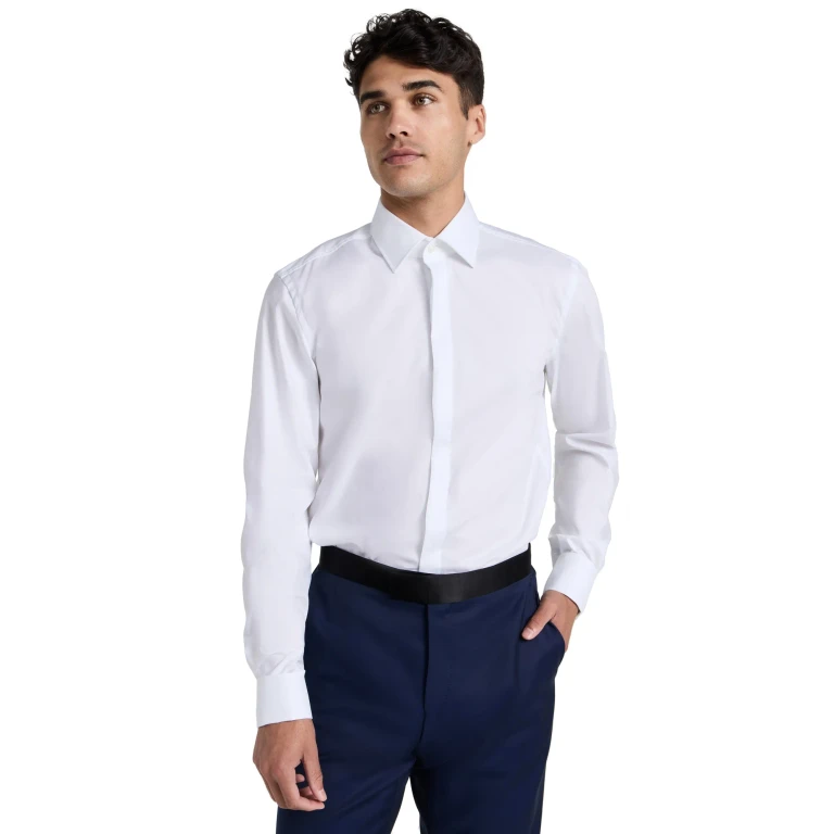 BOSS Slim Fit Easy Iron Stretch Cotton Dress Shirt White 15.5