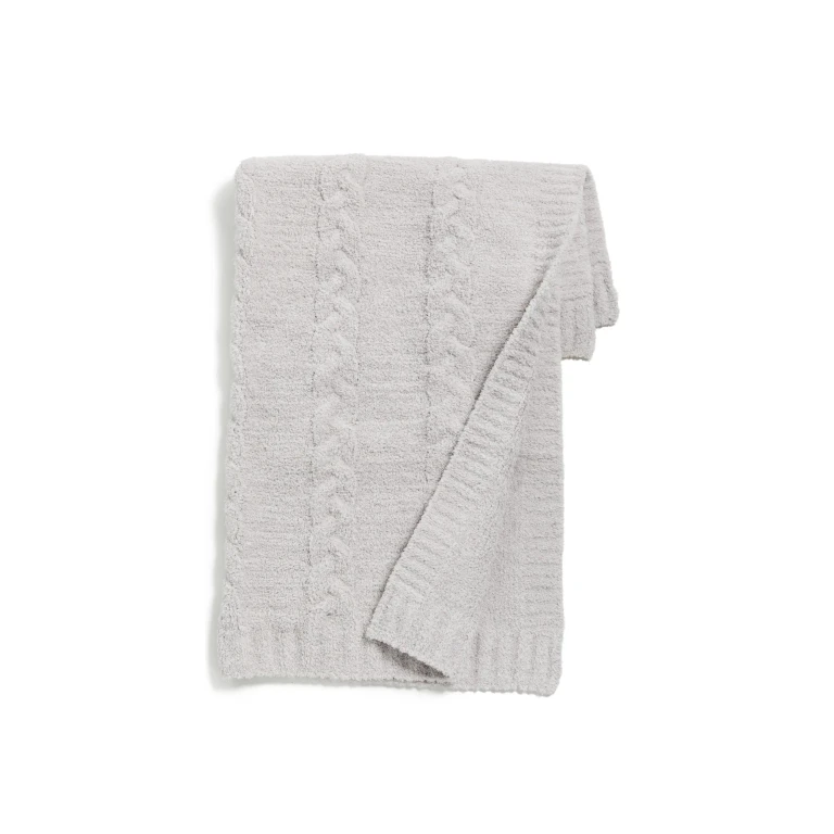 Barefoot Dreams CozyChic Braided Cable Receiving Blanket Almond/Sandstone One Size