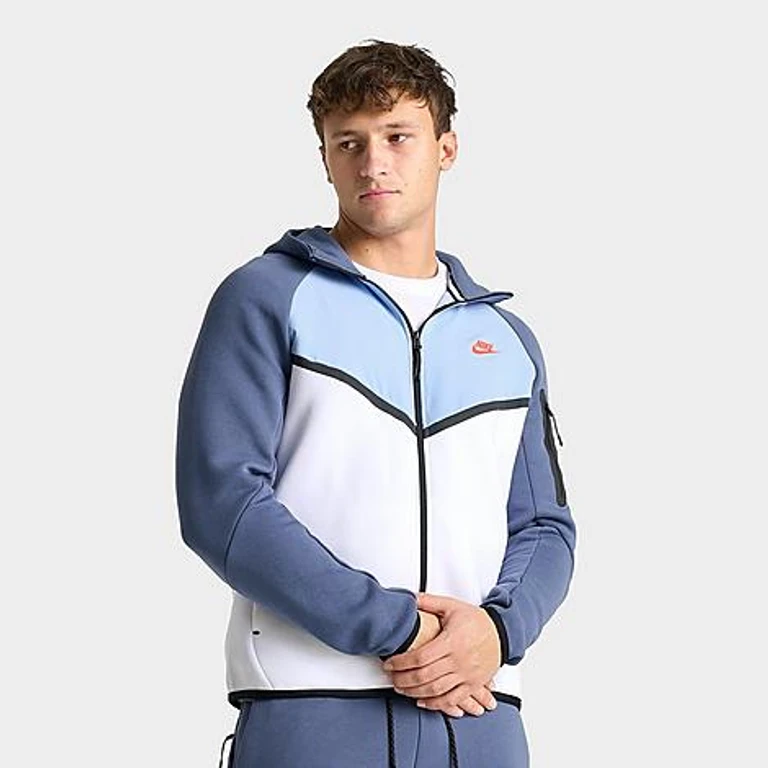 Nike Men's Tech Fleece Windrunner Full-Zip Jacket in White/Psychic Blue/Diffused Blue Size: Small