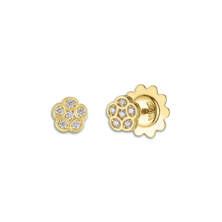 Roberto Coin 18K Yellow Gold Daisy Diamond Flower Stud Earrings