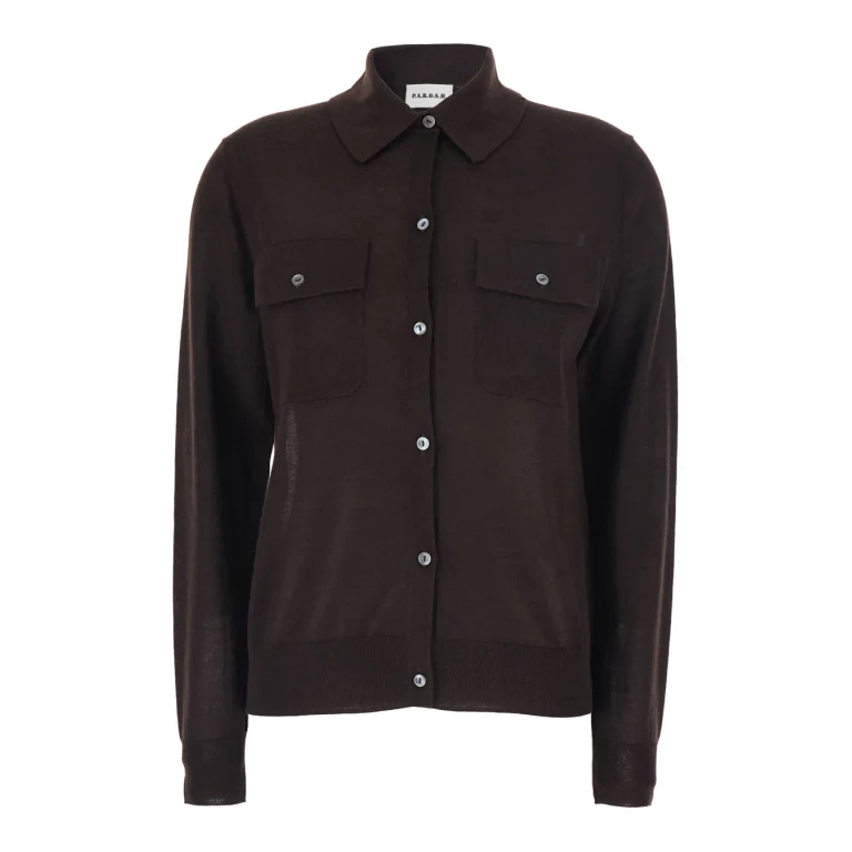 PAROSH Wool, Silk and Cashmere Blend Cardigan P. A.R. O.S. H. with Patch Pockets (D540949LINFA26086)
