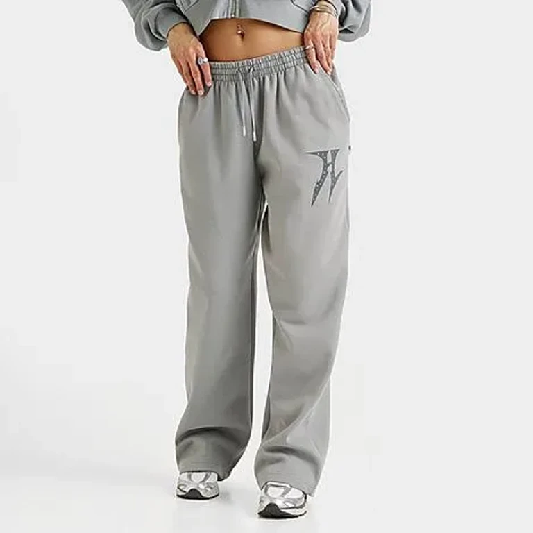 Hoodrich Women's Aspen Studded Wide-Leg Jogger Pants in Monument Size: XS