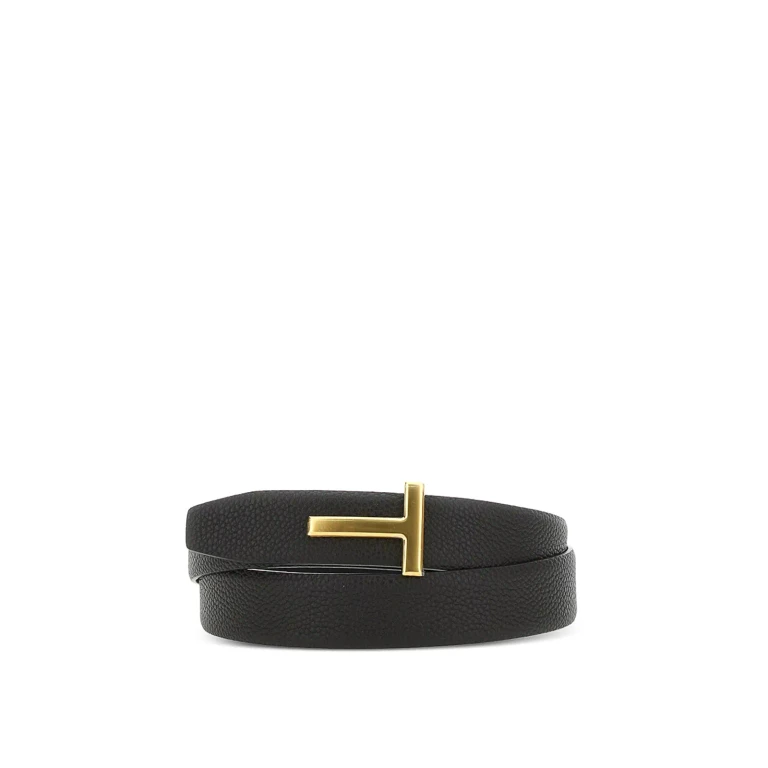 Ceinture en cuir à plaque T Tom Ford