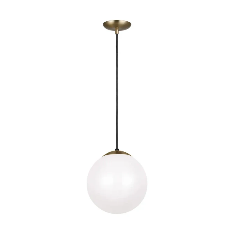Leo - Hanging Globe Pendant Light in Satin Brass