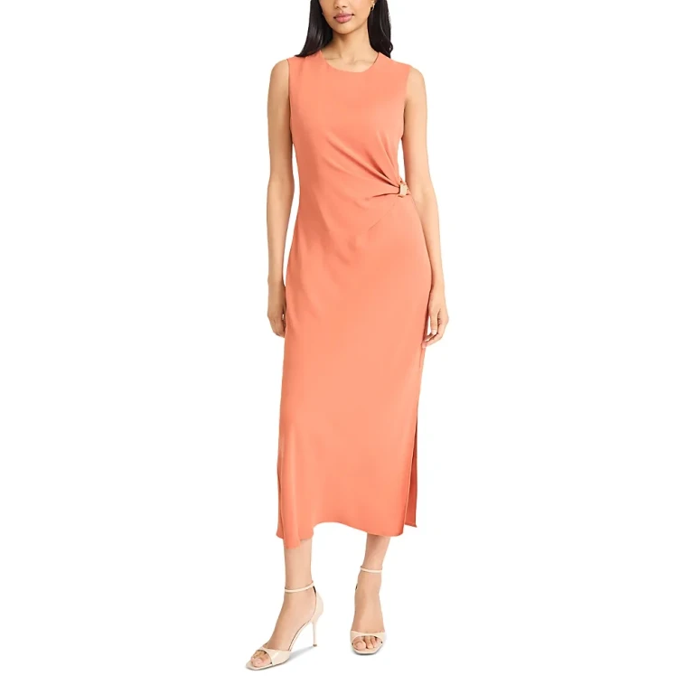 Donna Morgan Sleeveless Ruched Waist Midi Dress