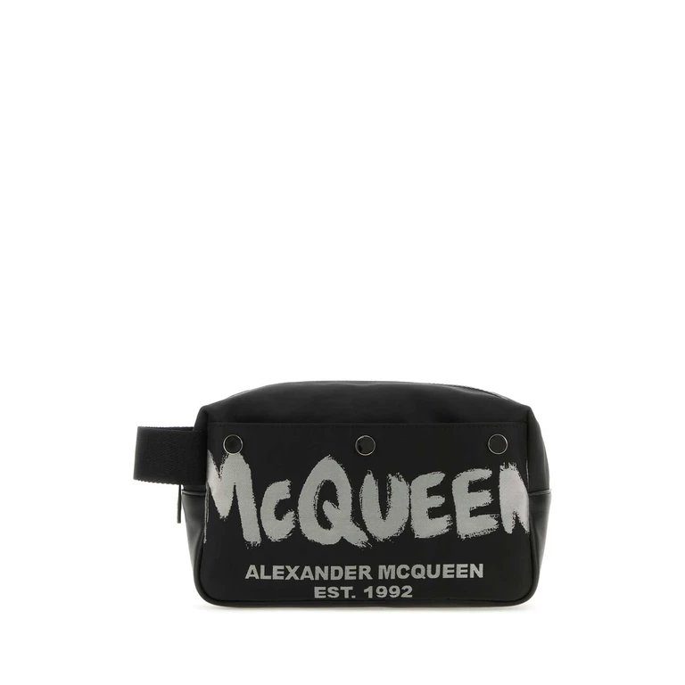 Alexander McQueen Black Fabric Mcqueen Graffiti Beauty Case Blackoffwhite - Men