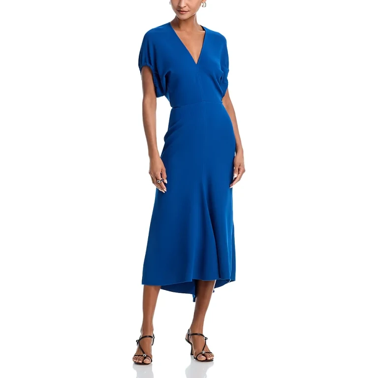 Victoria Beckham Blouson Sleeve Midi Dress