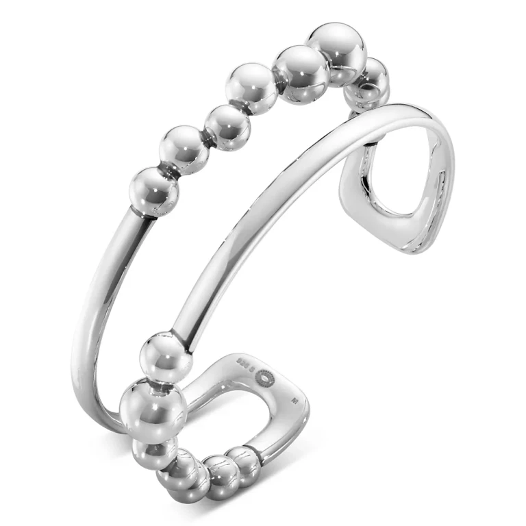 Georg Jensen Sterling Silver Moonlight Grapes Cuff Bangle Bracelet