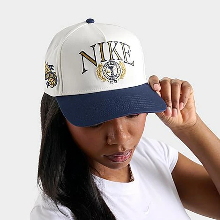 Nike Rise Structured A-Frame Snapback Hat in Sail/Midnight Navy/Team Crimson Size: M-L
