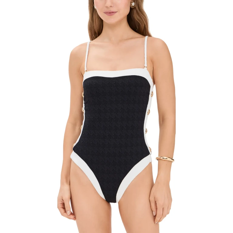 L'AGENCE Tory Colorblock Chic Bandeau One Piece Black XL