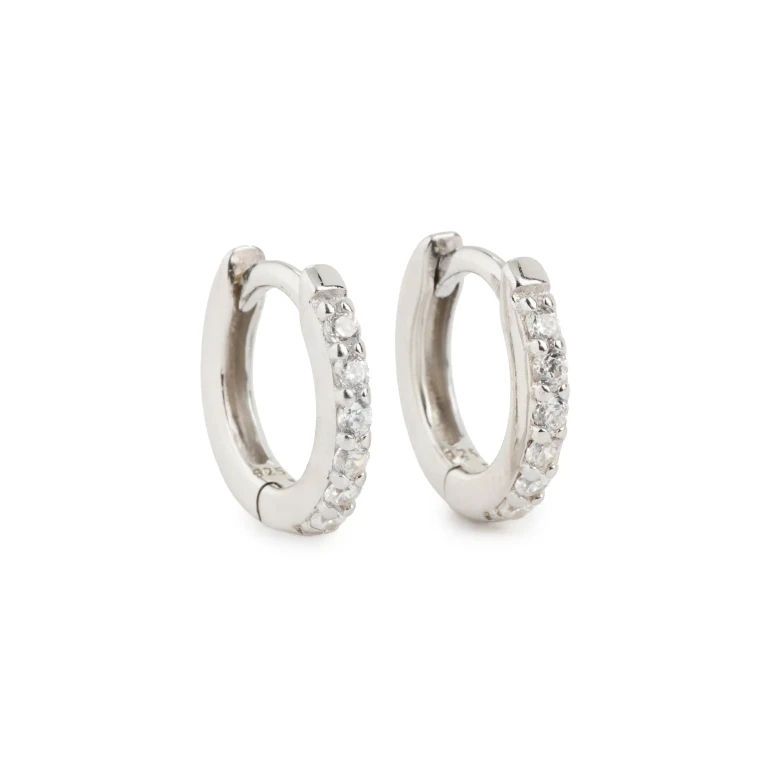 SHASHI Katerina Pave Hoop Earrings White Gold One Size