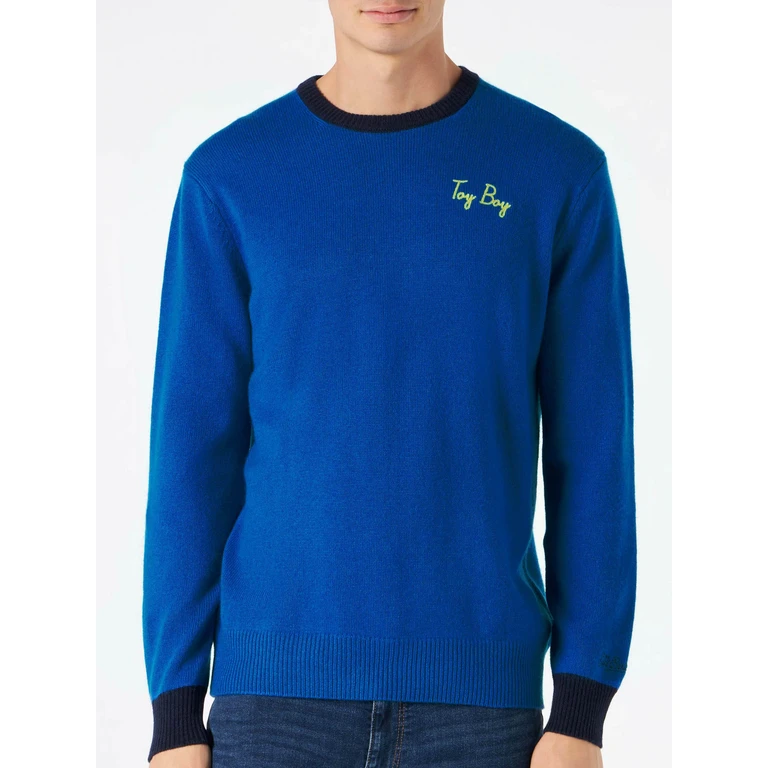 MC2 Saint Barth Crewneck Sweater Heron With Toy Boy Embroidery