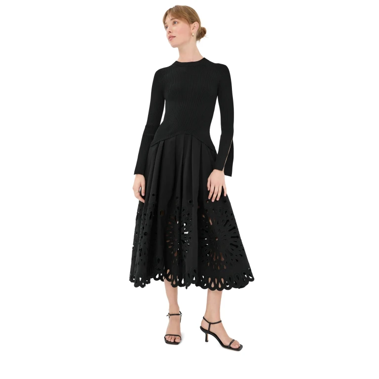 SIMKHAI Daila Midi Dress Black multi M