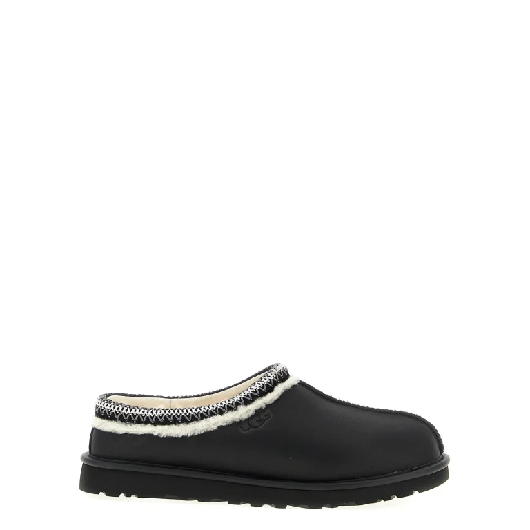 UGG tasman Black Mules With Embossed Logo In Leather Man
