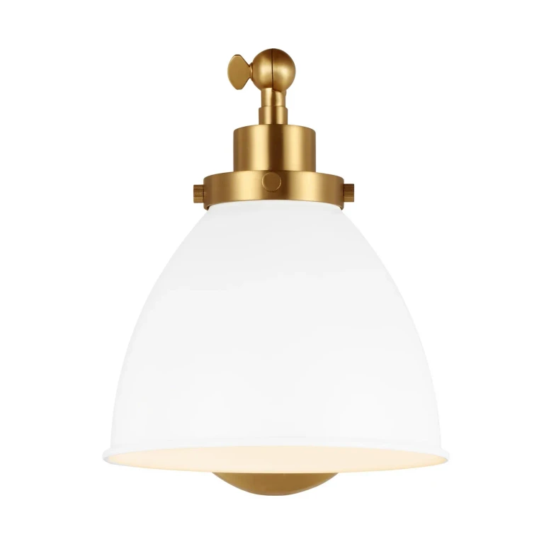 Visual Comfort Studio Wellfleet Wall Sconce in Matte White And Burnished Brass by Chapman & Myers