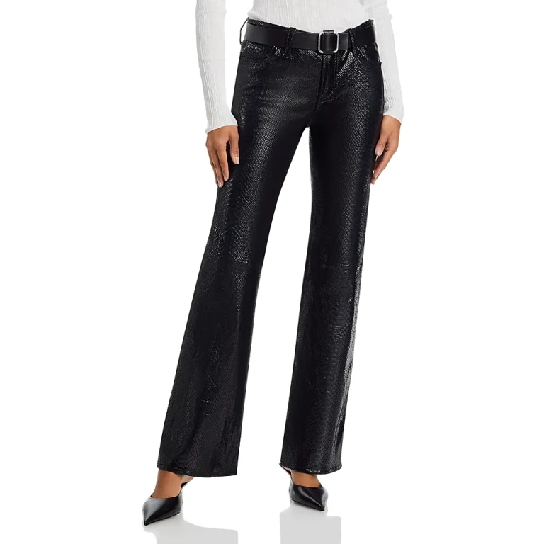 Frame The Leather Rodeo Mid Rise Jeans in Black Snake