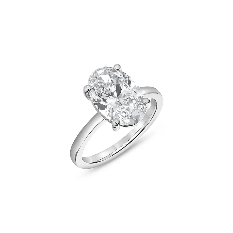 Certified Lab Grown Oval Diamond Engagement Ring in 18K White Gold, 6.0 tcw