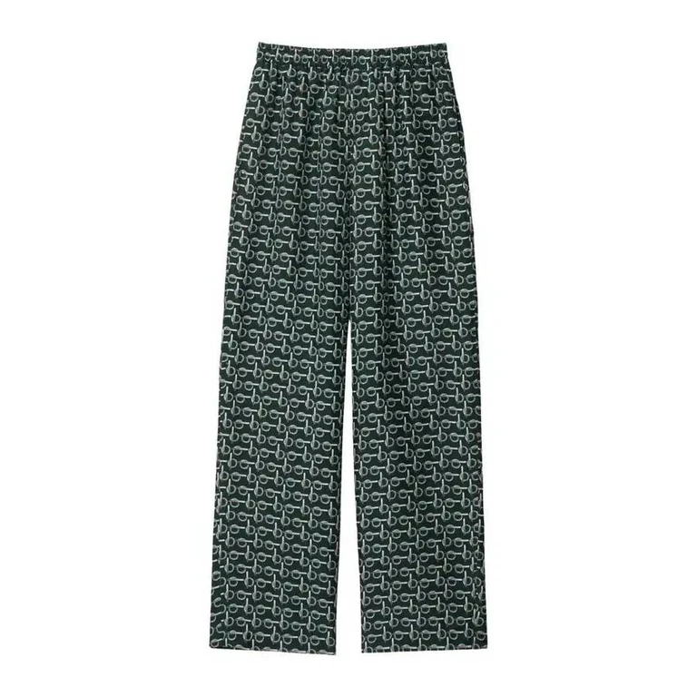Burberry Womens Silver / Green Printed Silk Trousers