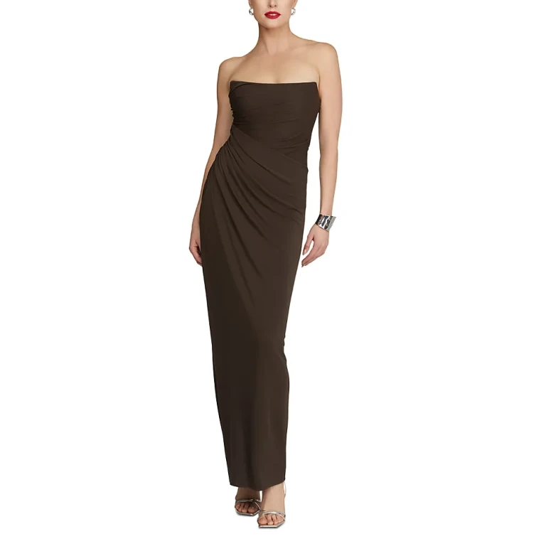 Halston Patrice Ruched Matte Jersey Gown