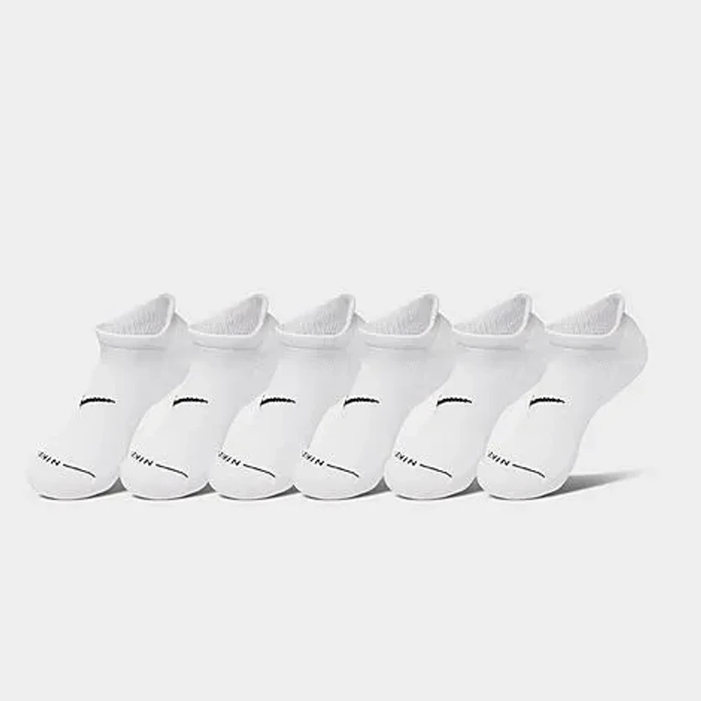Nike Men's Everyday Elevated No-Show Socks (6-Pack) in White/Black Size: Medium