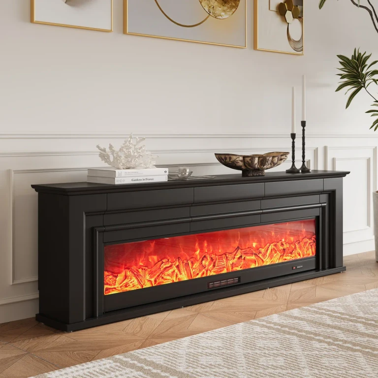 79'' Electric Fireplace TV Stand Modern White Media Console with Remote Control