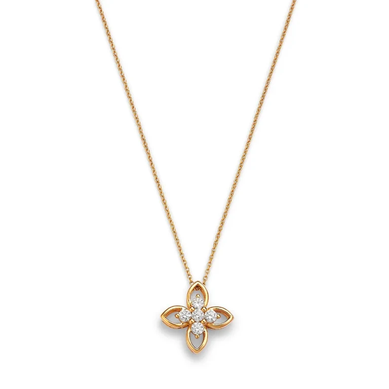 Diamond Clover Pendant Necklace in 14K Yellow Gold, 0.33 tcw