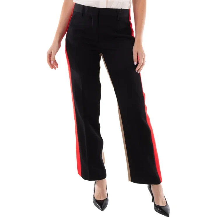 Burberry Ladies Black Lottie Contrast Panel Tailored Trousers